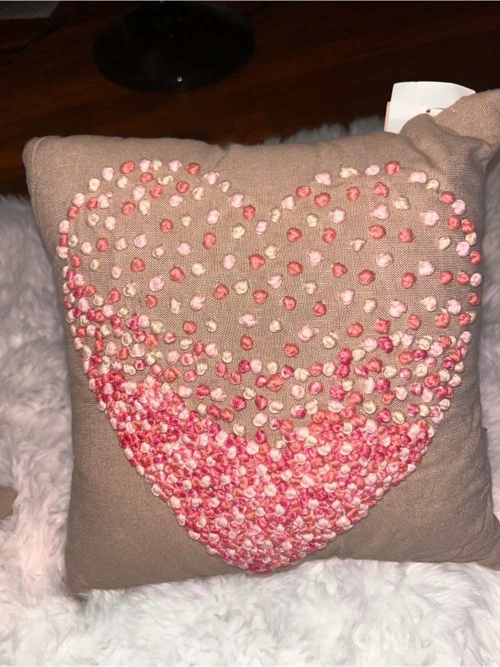 Bella Luxx Brown Pillow with Pink Coral  Heart
